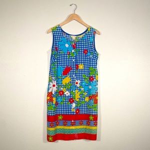 Vintage 60s Mod Gingham Midi Dress